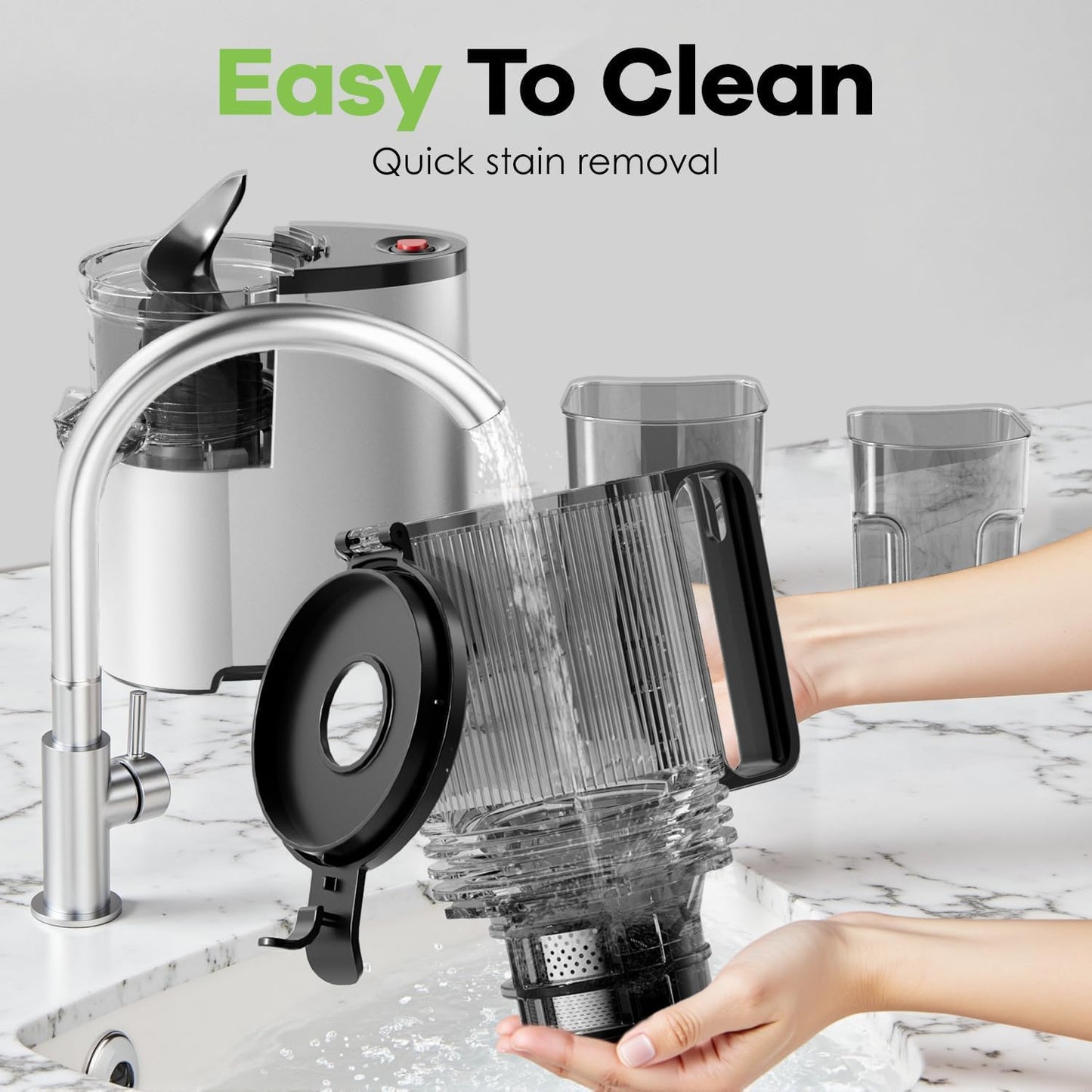 Cold Press Juicer, 5.8" Wide Feed Chute Juice Extractor Machine with 400W, High Juice Yield, Slow Masticating Juicer for Whole Vegetables & Fruits, Silver