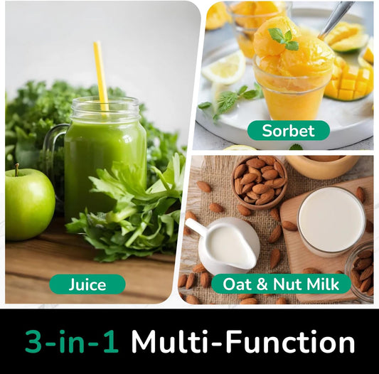 C16 Cold Press Juicer, 6" Extra Wide Feed Chute, 3-IN-1 Strainers (Juice & Sorbet & Nut Milk), Powerful AC Brushless Motor, Self Precut System, Juicer Machines with Bpa-Free (Space Gray)