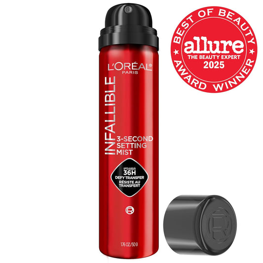 L'Oreal Paris Infallible 3-Second Setting Spray Mist, Microfine Mist for up to 36HR Wear, Clear, 1.76 Oz