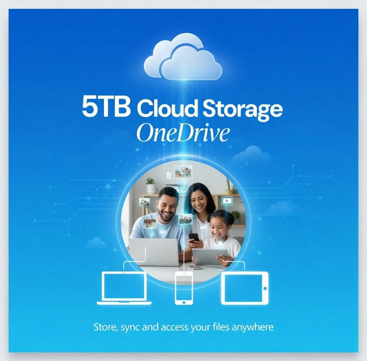 OneDrive 5TB Cloud Storage Compatible with 5 Device for PC/Mac Computer Also Can Use for ipad and Smartphone Lifetime in Stock