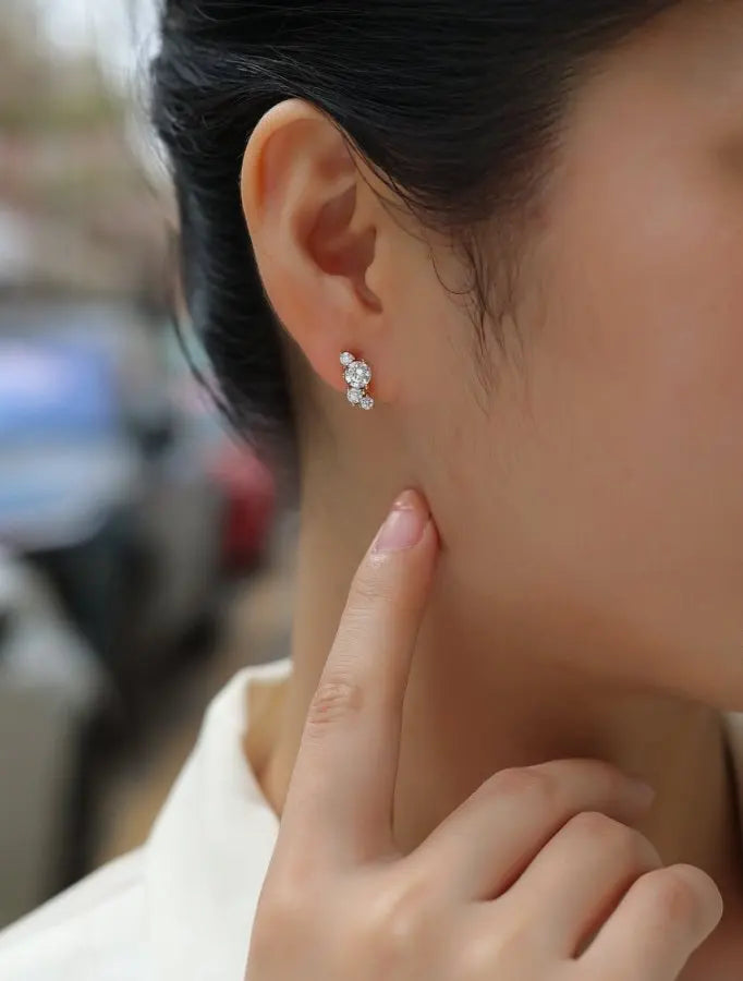 Mossanite 925 Sterling Silver Stud Earring Gold-Plated Moissanite Diamond Fine Jewelry for Men and Women