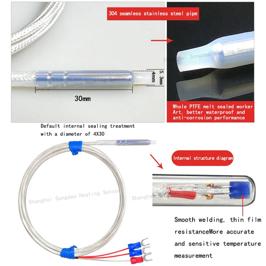 K-type Thermocouple IP68 Waterproof Probe Soil Embedded Temperature Sensor PT100 PTFE Corrosion-resistant Platinum Resistor OEM