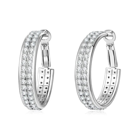 Wholesale Luxury 925 Sterling Silver Moissanite Earrings Luxury Hoop Earrings for Women Wedding Gift Fashionable Jewelry Gift