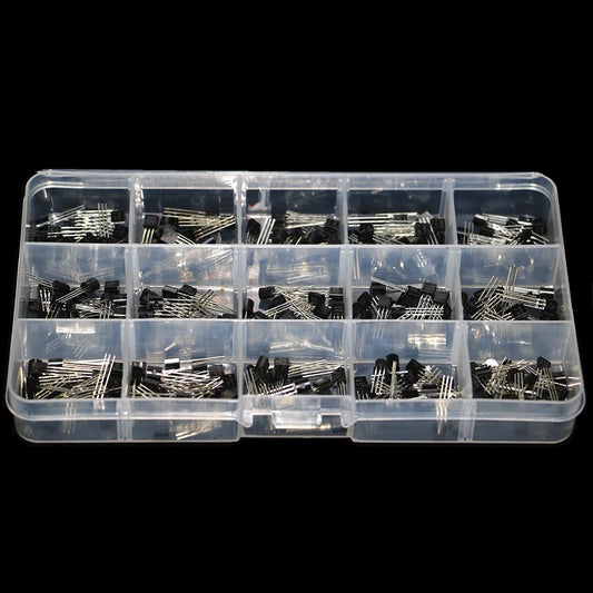 300pcs 15 Values Transistor Assorted Kit TO-92 S9012 S9013 S9014 S8050 S8550 2N3904 2N3906 BC327 BC337 TL431 MPSA42 MPSA92 A1015