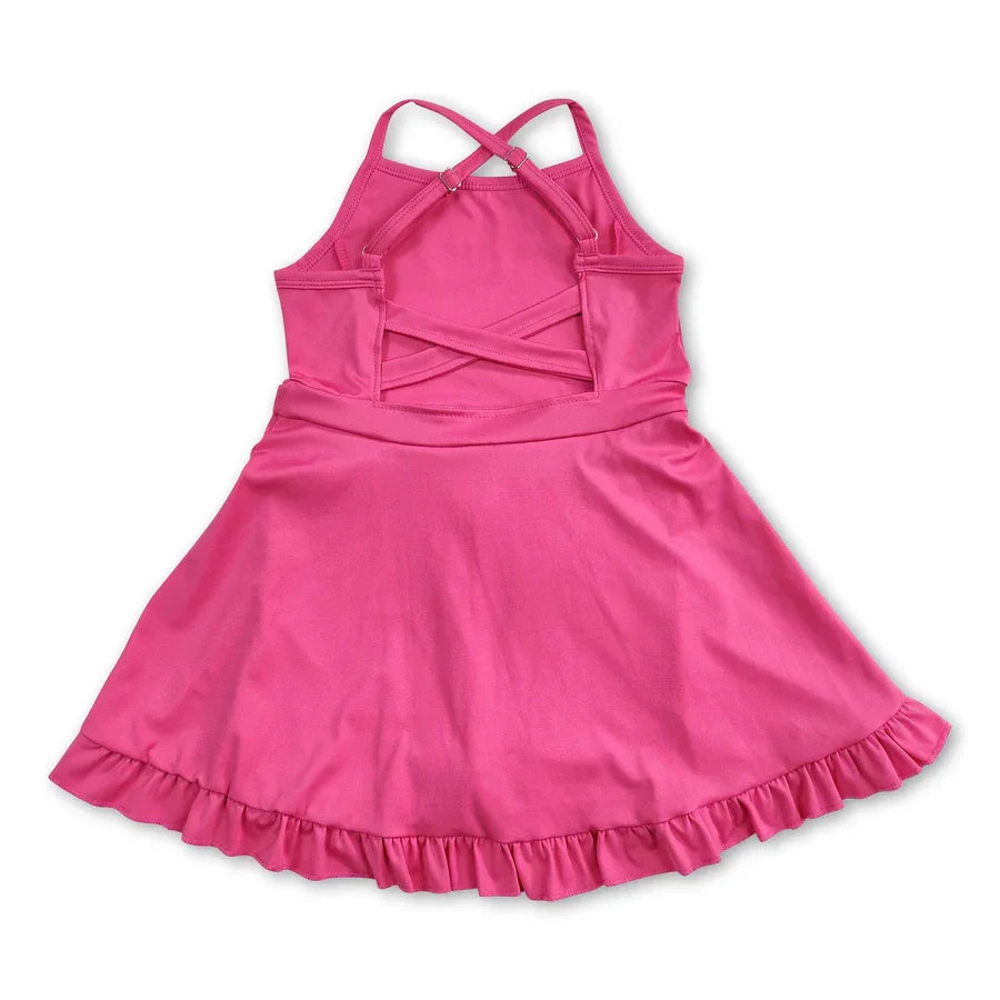 Kids Clothing Toddler Girl Activewear Baby Girl Strap Hot Pink Athletic Skort Dress Summer Baby Girl Clothes