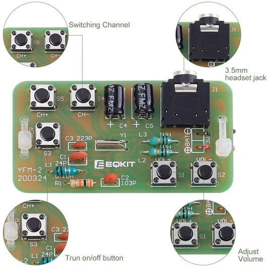 DIY Electronic Kit FM Stereo Radio Module 76-108MHz Wireless Transmitter Receiver Circuit PCB Board Soldering Practice Project