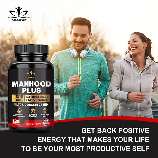 Manhood Plus capsules enhance masculinity, promote better blood flow, improve muscle strength, and elevate mood