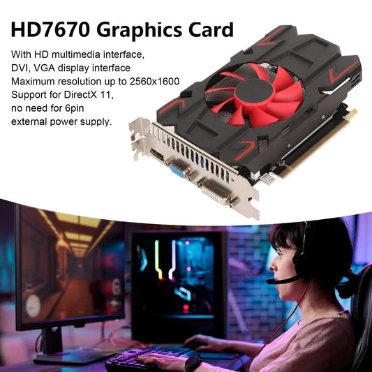 Gaming Graphics Card HD7670 4GB DDR5 128bit Support 2560x1600 Easy To Install Support DVI VGA Graphics Card for Multimedia