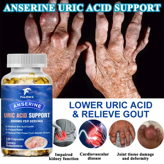 High Potency Uric Acid Balance Supplement, with Anserine, Turmeric & Celery, Supports Detox, Joint Function & Fatigue Relief
