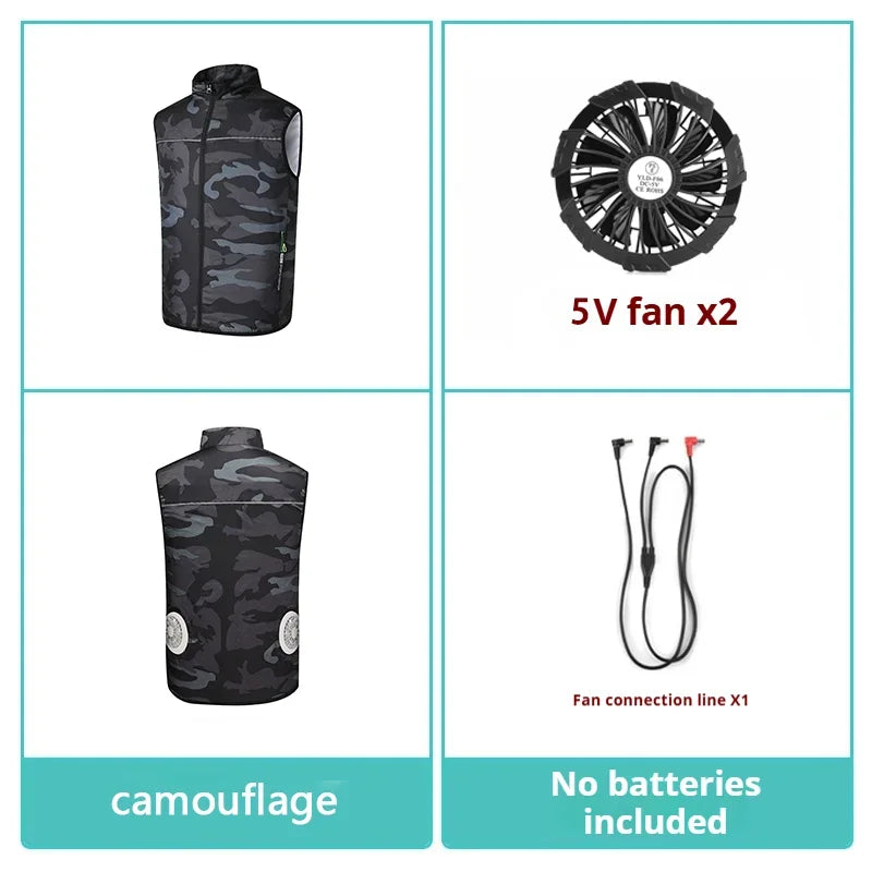Summer Air Conditioning Suit Heatstroke Prevention Vest Men's and Women's High-tech Universal Camouflage Cooling Fan Suit