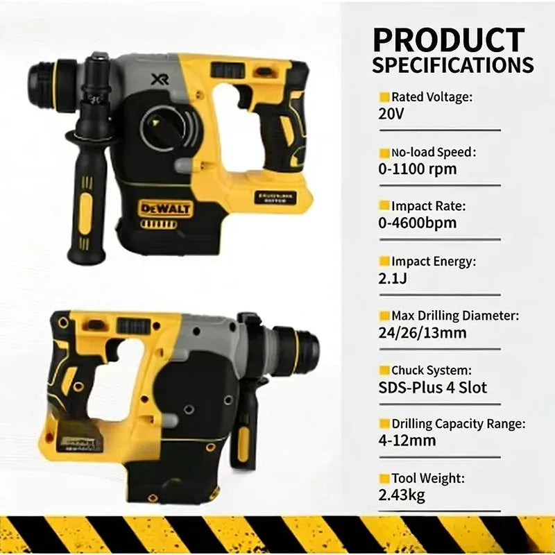 DEWALT 20V MAX 18V Brushless SDS-Plus Impact Drill 1" L-Handle Rotary Percussion Woodworking Tool Only for Home Improvement