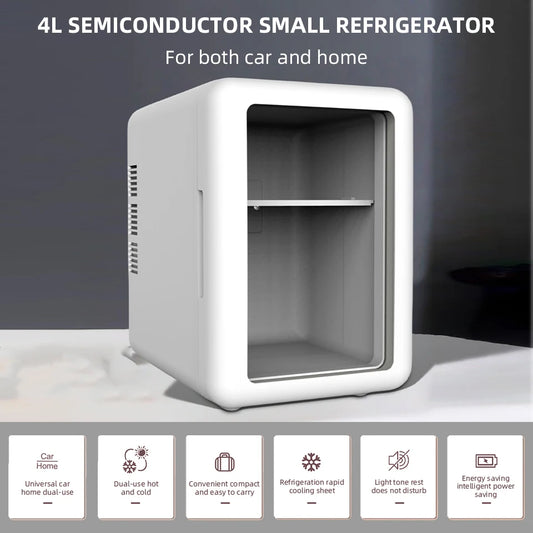 4L Mini Beauty Refrigerator With Cooling And Heat Both Car Home Use Refrigerated Storage For Skincare Products To Keep Fresh