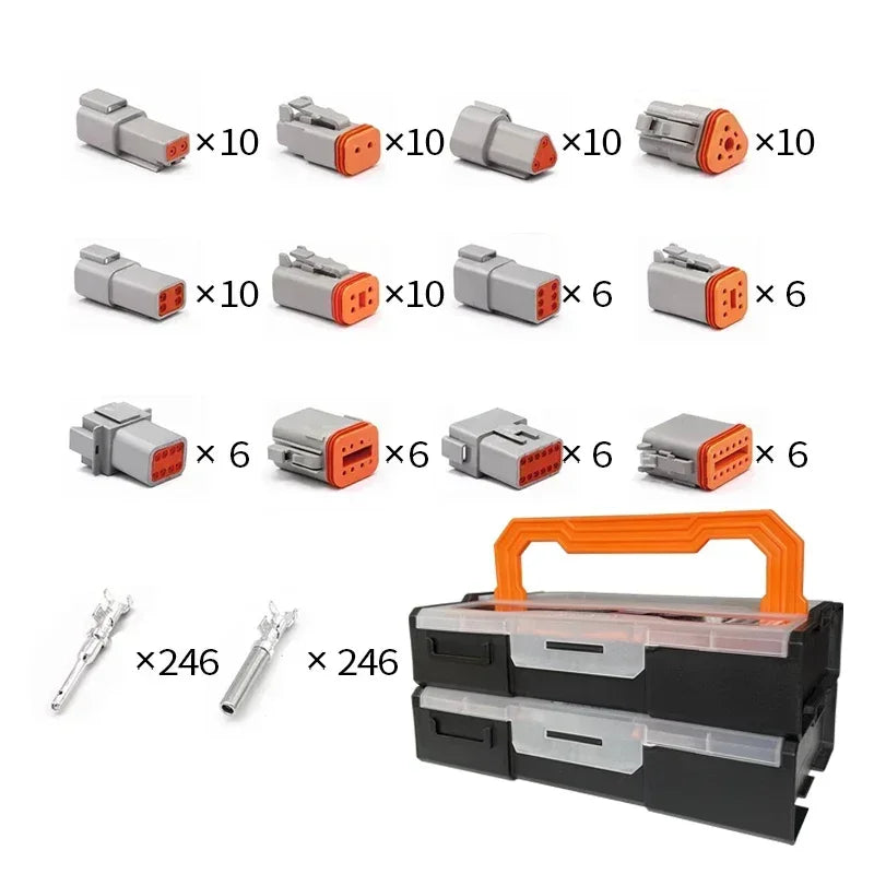 Boxed Deutsch Type DT Connector Kit Waterproof Wire DT Series Connector Set Box DT06/DT04 2/3/4/6/8/12 Pins Sealed Plug
