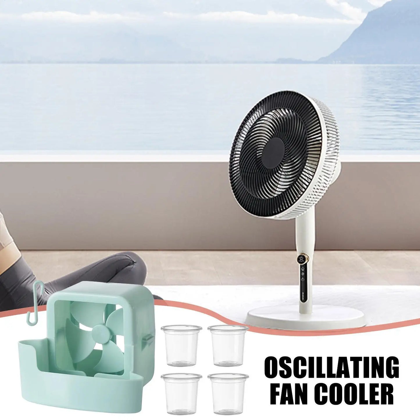 Zero-Power Portable Cooling Fan, Water Circulation Cooler with Hook Mount for Summer Heat Relief Outdoor Home Accessories