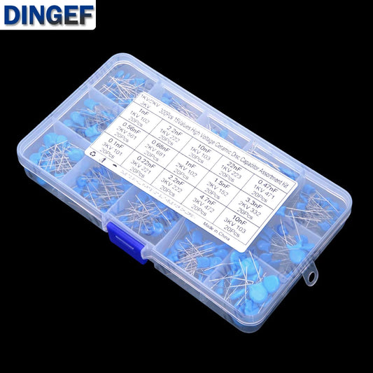 300PCS 15 Values 1KV 2KV 3KV 0.1nF-22nF High Voltage Ceramic Disc Capacitors 0.47NF 0.56NF 2.2NF 1NF 2.2NF 10NF 22NF