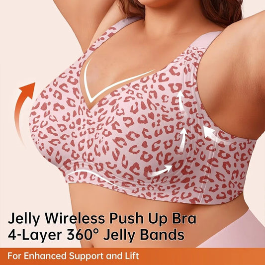 Leopard Jelly Bras No Underwire Push Up Wireless Bra Seamless Lift Bras Full Coverage Bralette Everyday Brassiere Plus Size