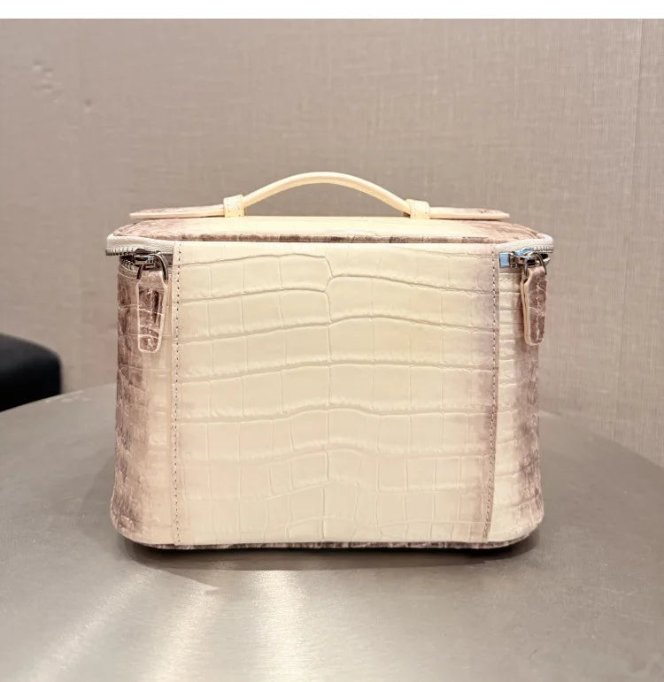 Luxury Embossed Crocodile Leather Makeup Bag Travel Toiletry Organizer Portable Cosmetic Pouch Women Storage Practical Durable