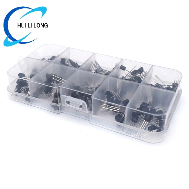 200Pcs Transistor Assortment PNP NPN TO-92 Transistor Kit Assortment Box BC327 BC337 BC517 BC547 BC548 BC549 BC550 BC556 BC557