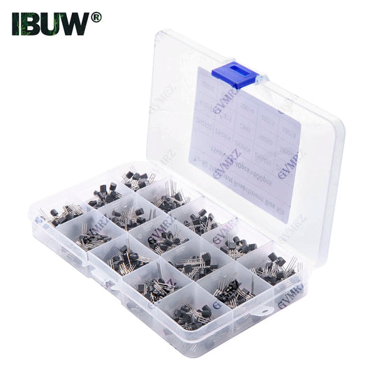 600PCS 15Value x 40Pcs Transistor TO-92 Assortment Box Kit Transistors 2N2222 2N3904 2N3906 C945 S8050 Direct-plug triode box