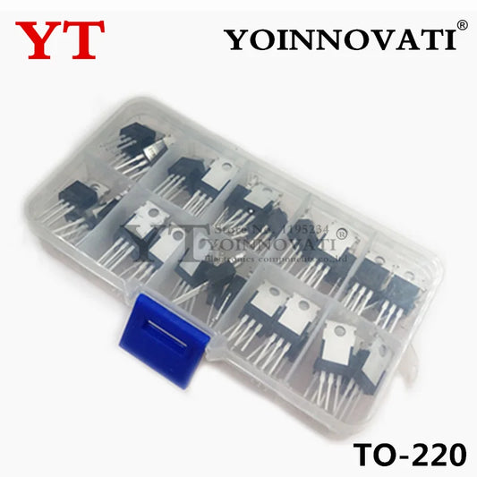 10Types Mosfet Transistors Assortment Kit 50PCS IRF640 IRF740 IRF830 IRF840 IRF530 IRF630 IRF820 IRF3205 IRFZ44 IRF9540 TO-220