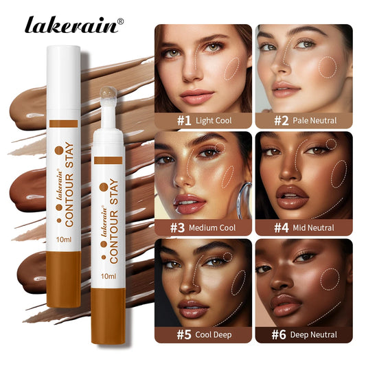 6-colors Moisturizing Liquid Contour Stay Cream Bronzer Waterproof Lightweight 3D Concealer Nourishing Face Contour Makeup
