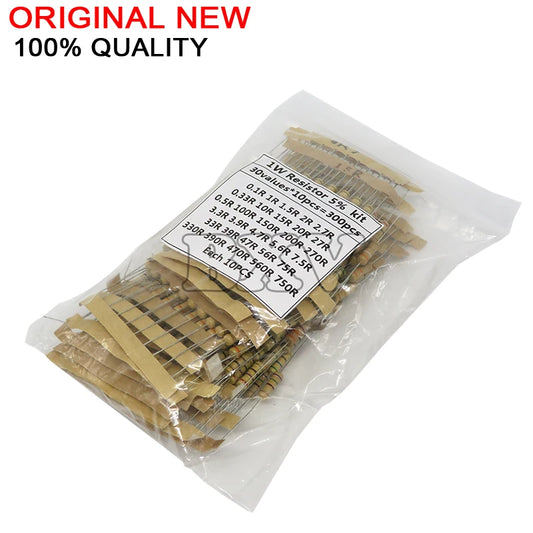 300PCS =30Values X 10PCS Resistor Kit 1W 5% Carbon Film Resistance 0.1-750 ohm set