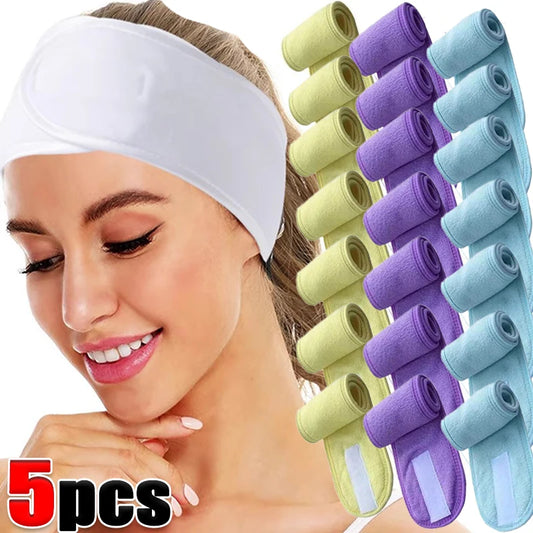 Fashion Women Wide Hairband Adjustable Makeup Wash Face Toweling Hair Wrap Headbands Face Washing Yoga Hair Make Up Accessories