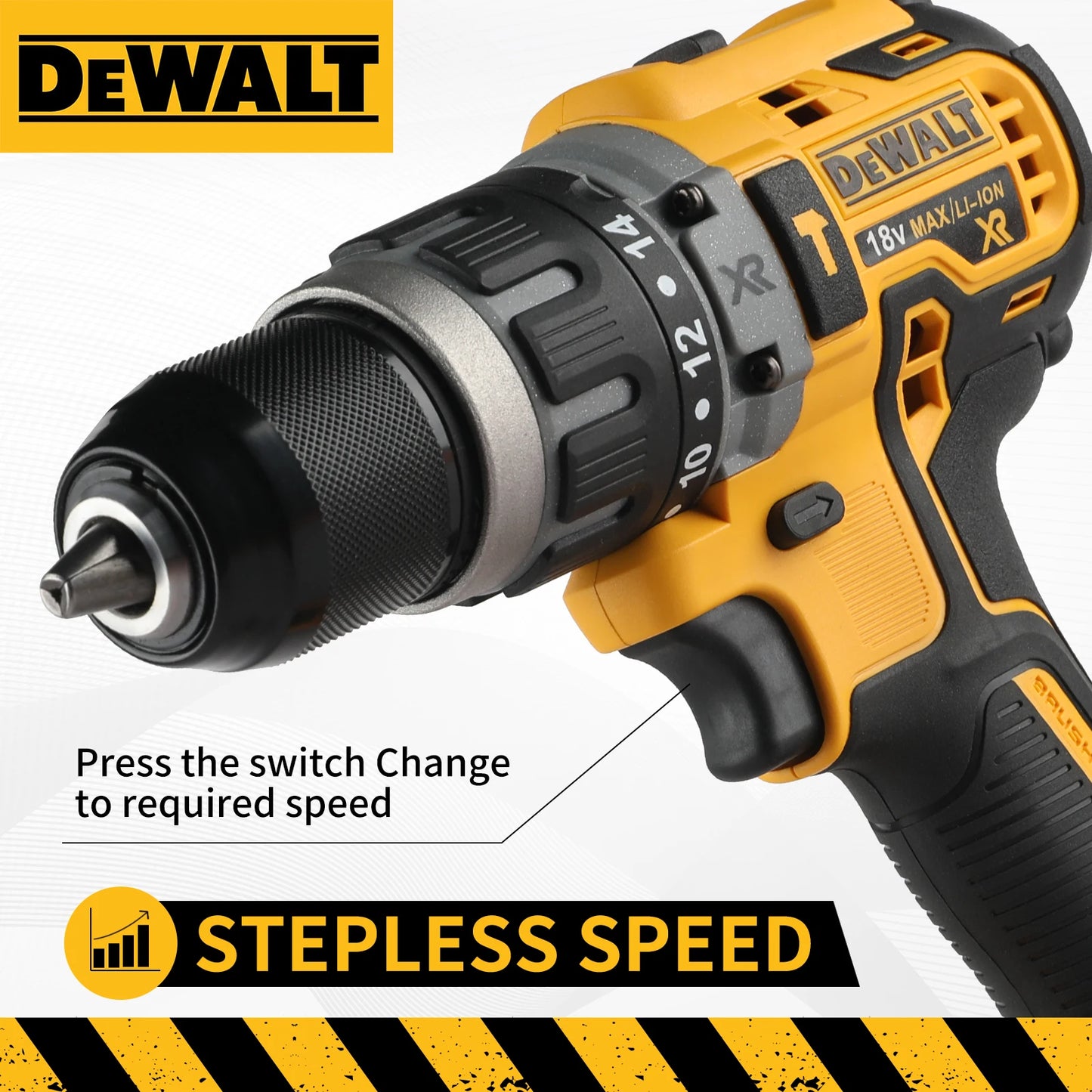 Dewalt 2000RPM Cordless Electric Drill Brushless Driver Adjustable Speed Impact Hand Drill Rechargeable Power Tools DCD796