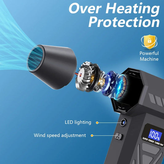 900000RPM New P70 Air Blower 4 Gear Adjustable Turbo Jet Blower With Led Light Battery Display Cordless Compressed Air Duster