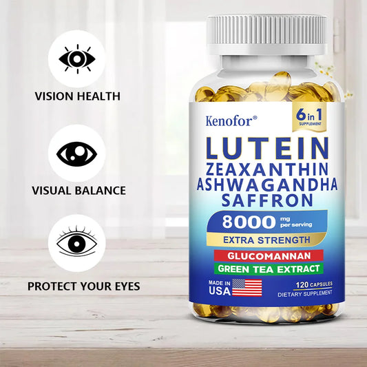 Lutein and Zeaxanthin Supplement - Essential Eye Vitamins for Adults Eye Health, with Glucomannan, Ashwagandha for Vision Health