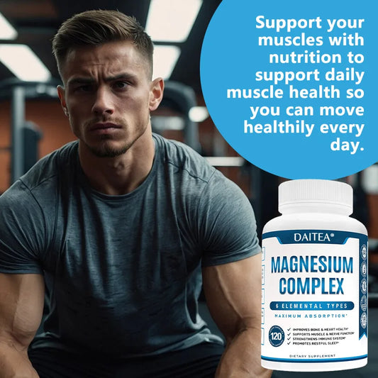 Magnesium Complex Supplement - for Supporting Muscles, Nerves, Heart and Bones, High Absorption Vegetarian Capsules
