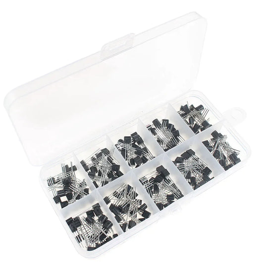 200PCS Transistors Kit NPN PNP S8050 S8550 2N3904 S9012 S9013 S9014 2N3906 C1815 A1015 MJE13001 10 Values Transistor Set
