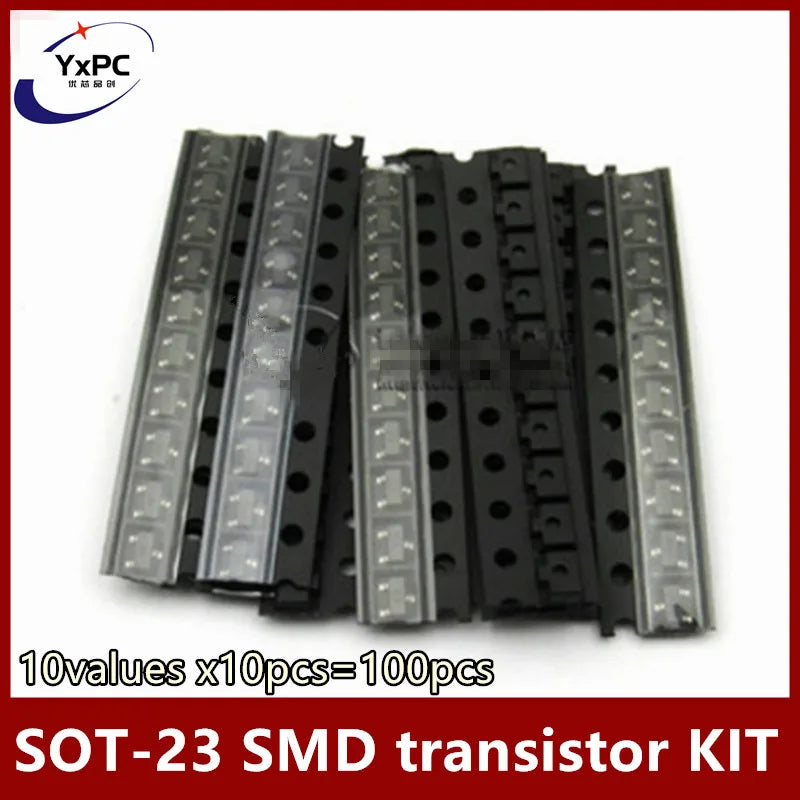 10values x10pcs=100pcs SOT-23 SMD transistor KIT S9013 S9014 S9015 S9018 MMBT3904 MMBT3906 SS8050 SS8550 2N5551 2SC1815
