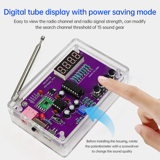 DIY FM Radio Electronic Kit 87-108MHz Adjustable Frequency Digital Display Soldering Project Practice Solder RDA5807S