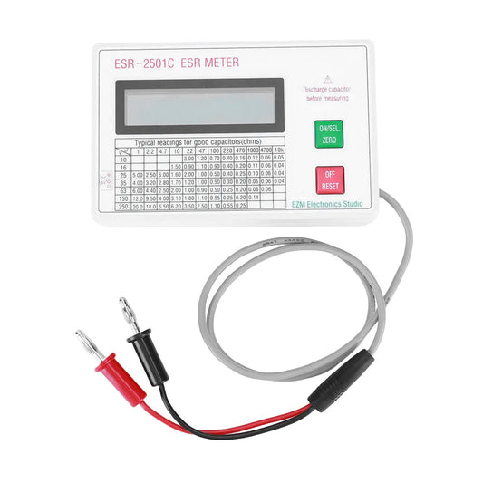 Capacitor ESR DCR Tester Circuit Tester Electrical Testing Meter W/ Test Leads Clip Battery Smart Shutdown Function