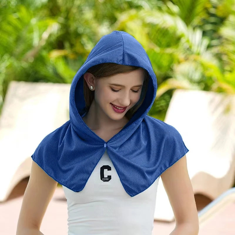 Summer Cooling Hoodie Towel Sweat-absorbent Cool Anti-UV Cycling Soft Cold Sensing Quick-drying Scarf for Fitness Hiking Fishing