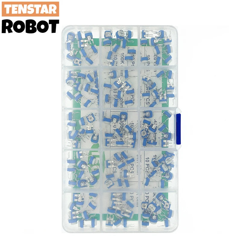 RM065 Kit 150pcs/set Trimming Potentiometer Variable Resistors Assorted Kit Electronic Diy Kit 15 Values Each 10pcs with box