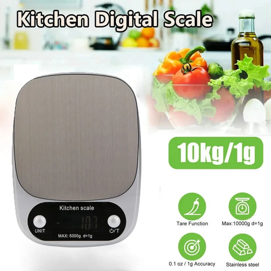 Stainless Steel Digital Kitchen Scale LCD Electronic Food Scale for Coffee Baking Jewelry - Portable High-Quality 10kg/1g