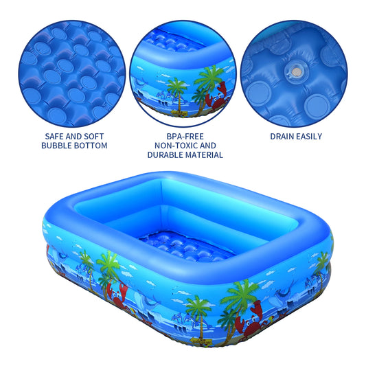 Inflatable Ball Pit Pool for Kids, Toddlers,, Blow Up PVC Swimming Pool for Indoor Outdoor Water Summer Party Backyard, Blue