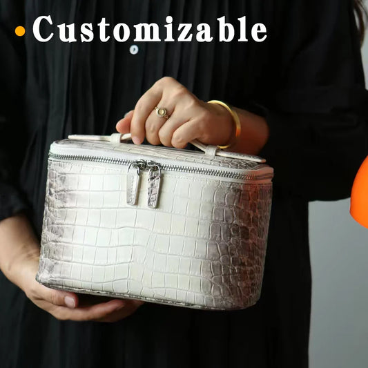 Luxury Embossed Crocodile Leather Makeup Bag Travel Toiletry Organizer Portable Cosmetic Pouch Women Storage Practical Durable