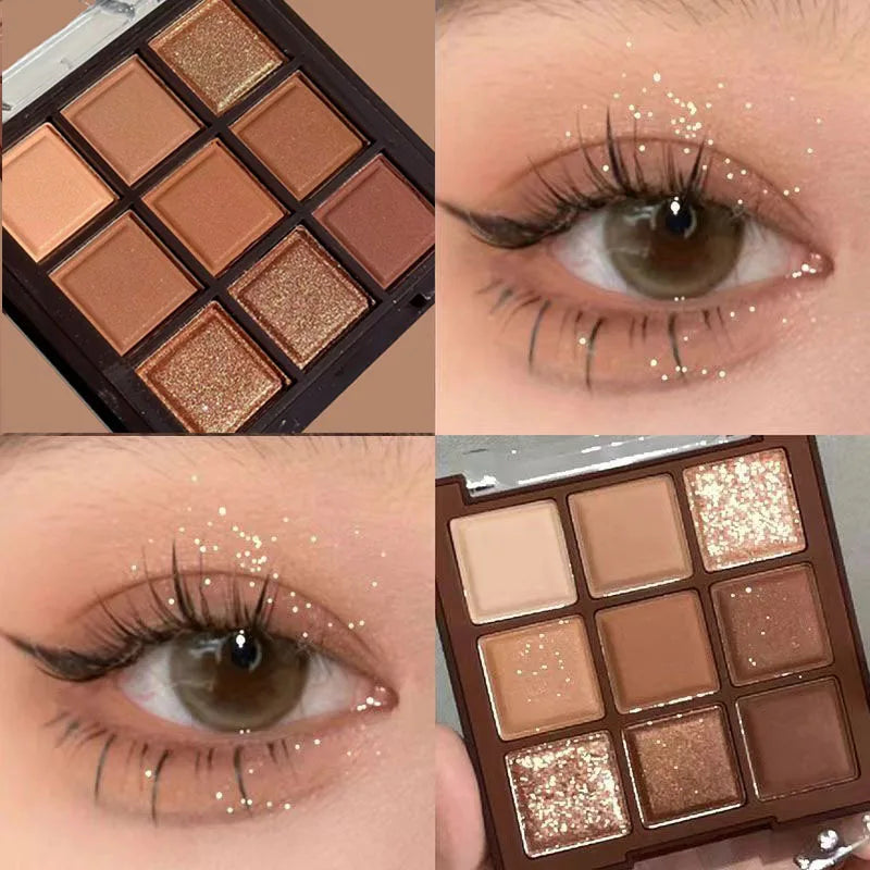 9 Color Chocolate Eyeshadow Palette Matte Pearlescent Glitter Glitter Earth Eyeshadow Makeup