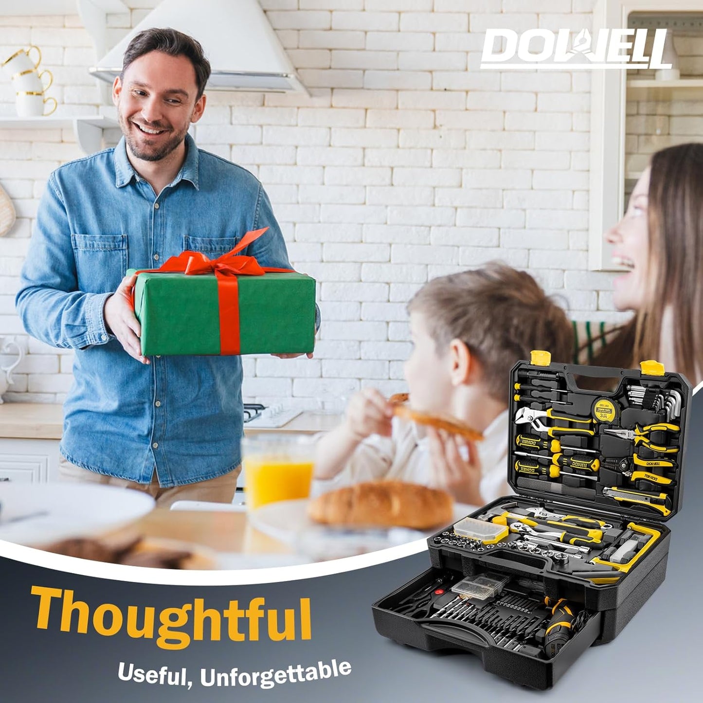223-Piece Power Drill Tool Set, 12V Cordless Drill Driver Kit with Drawer Toolbox, Socket & Bit Set, Hex Keys, Wrench for Home Renovation, DIY Projects & Garage Use