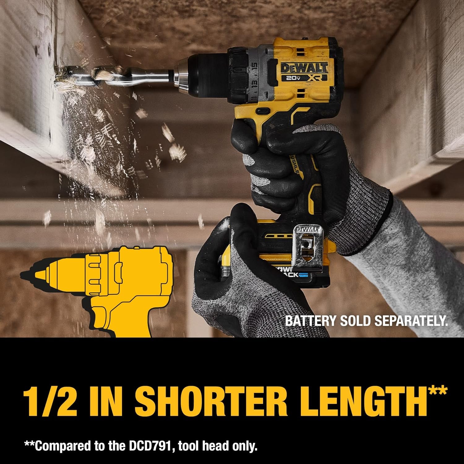 DEWALT 20V MAX XR Cordless Drill/Driver, 1/2-In, Bare Tool Only (DCD800B), Special_Feature Variable Speed