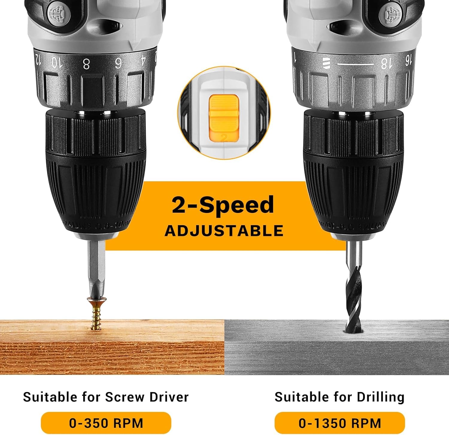 Power Drill Cordless:  Cordless Drill 20V Electric Power Drills Set Tool Drills Cord-Less Set with Battery and Charger