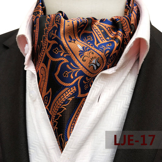 Factory wholesale men's scarf new cashew flower jacquard polyester British suit shirt collar scarf business scarf