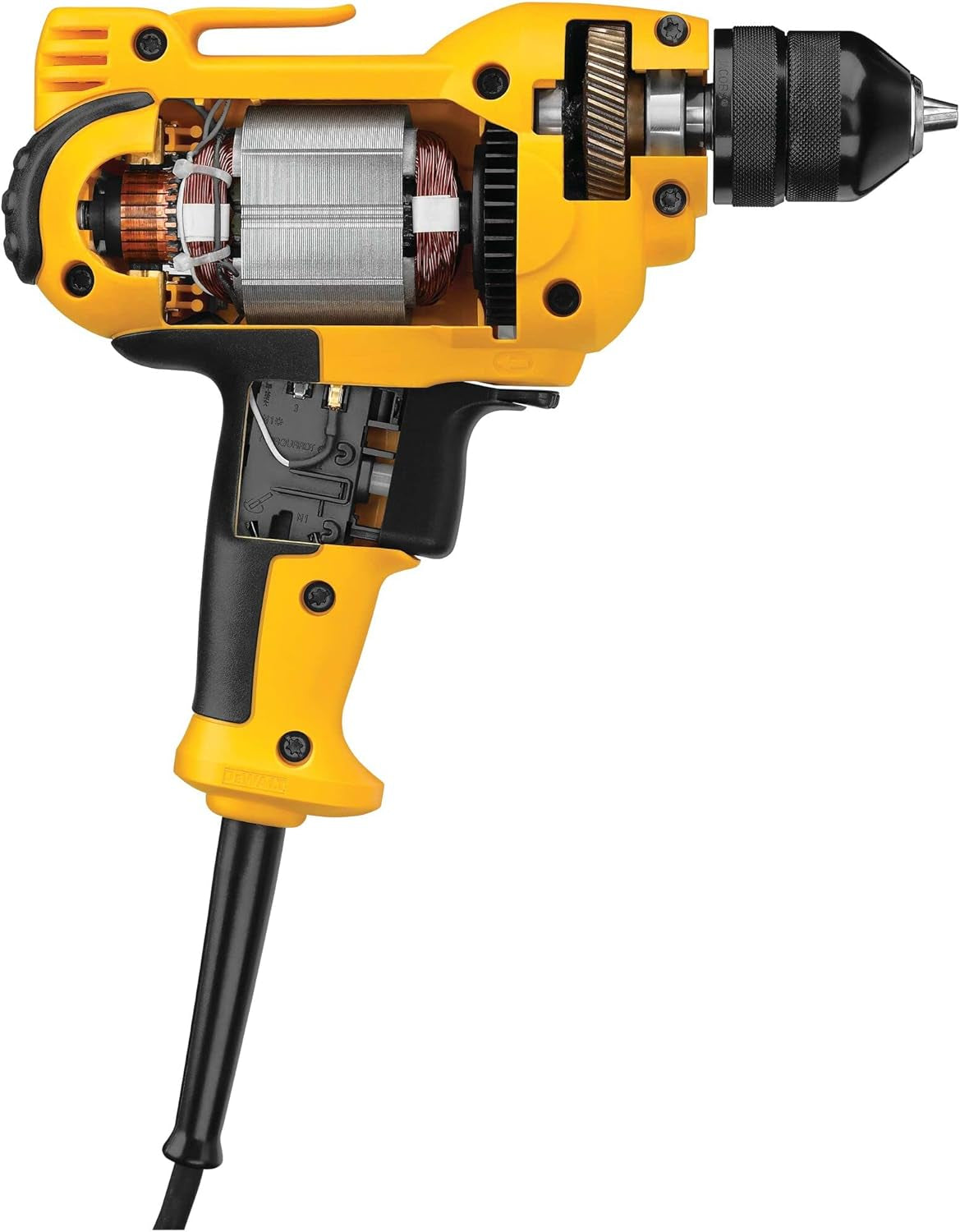 DEWALT Drill, 8.0-Amp, 3/8-Inch, Variable Speed Trigger, Mid-Handle Grip for Comfort, Corded (DWD115K )