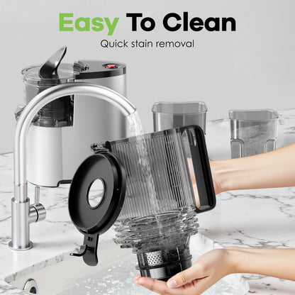Cold Press Juicer, 5.8" Wide Feed Chute Juice Extractor Machine with 400W, High Juice Yield, Slow Masticating Juicer for Whole Vegetables & Fruits, Silver