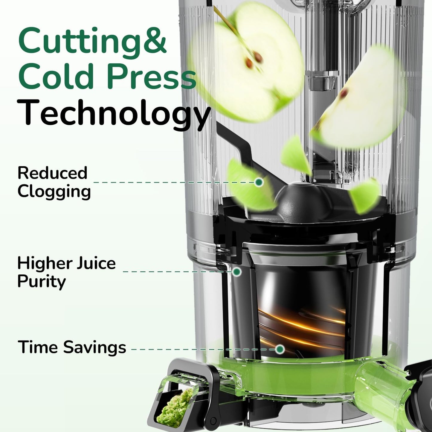 C16 Cold Press Juicer, 6" Extra Wide Feed Chute, 3-IN-1 Strainers (Juice & Sorbet & Nut Milk), Powerful AC Brushless Motor, Self Precut System, Juicer Machines with Bpa-Free (Space Gray)