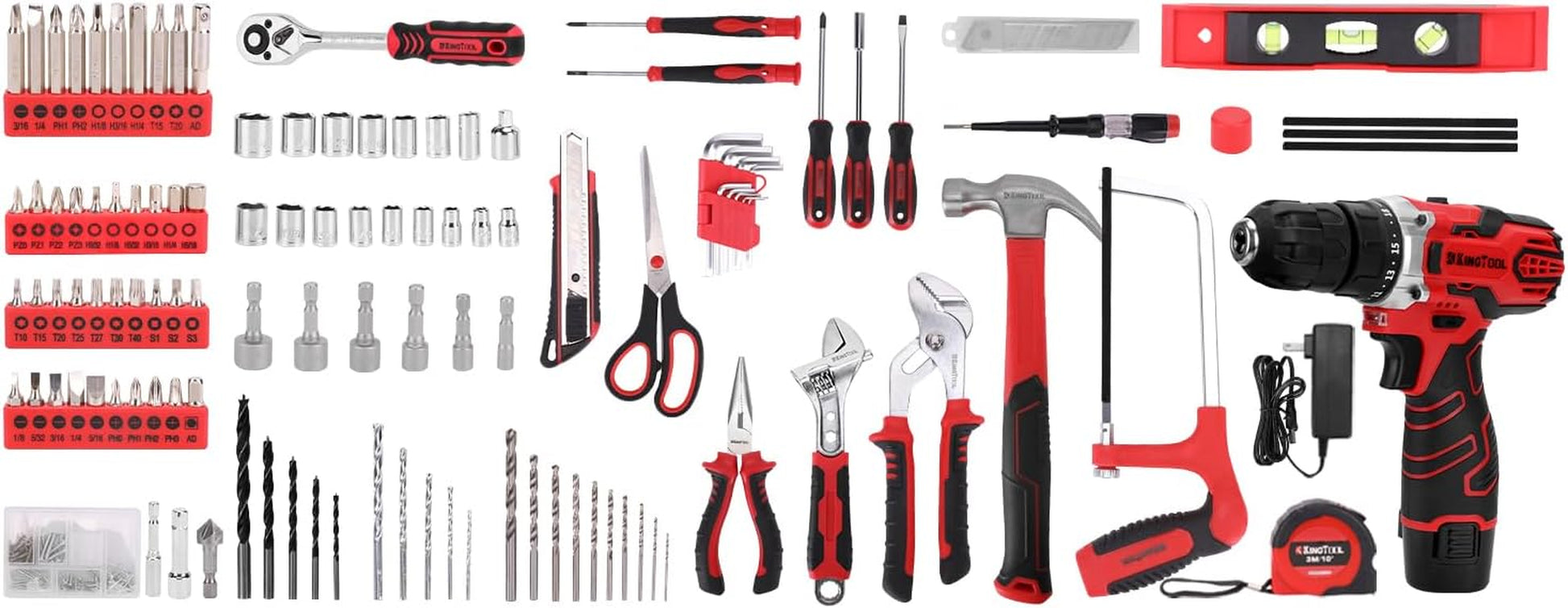 276-Piece Tool Set Kit - Tool Kit with 12V Cordless Power Drill Driver Toolbox Storage Case with Drawer, Drill Set Perfect for Homeowner, Diyer, Handyman, Fathers Day Gift