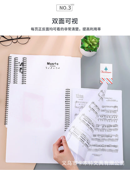 A4 New Information Booklet Loose-Leaf Transparent Insert Bag Music Score Folder Piano Music Score Folder Student Picture Folder Storage Book
